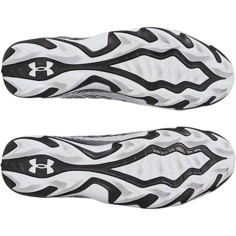 Men's Spotlight Hammer Wide Football Cleats, Under Armour Men's Spotlight Hammer Wide Football Cleats in 001-Black/White pair bottom