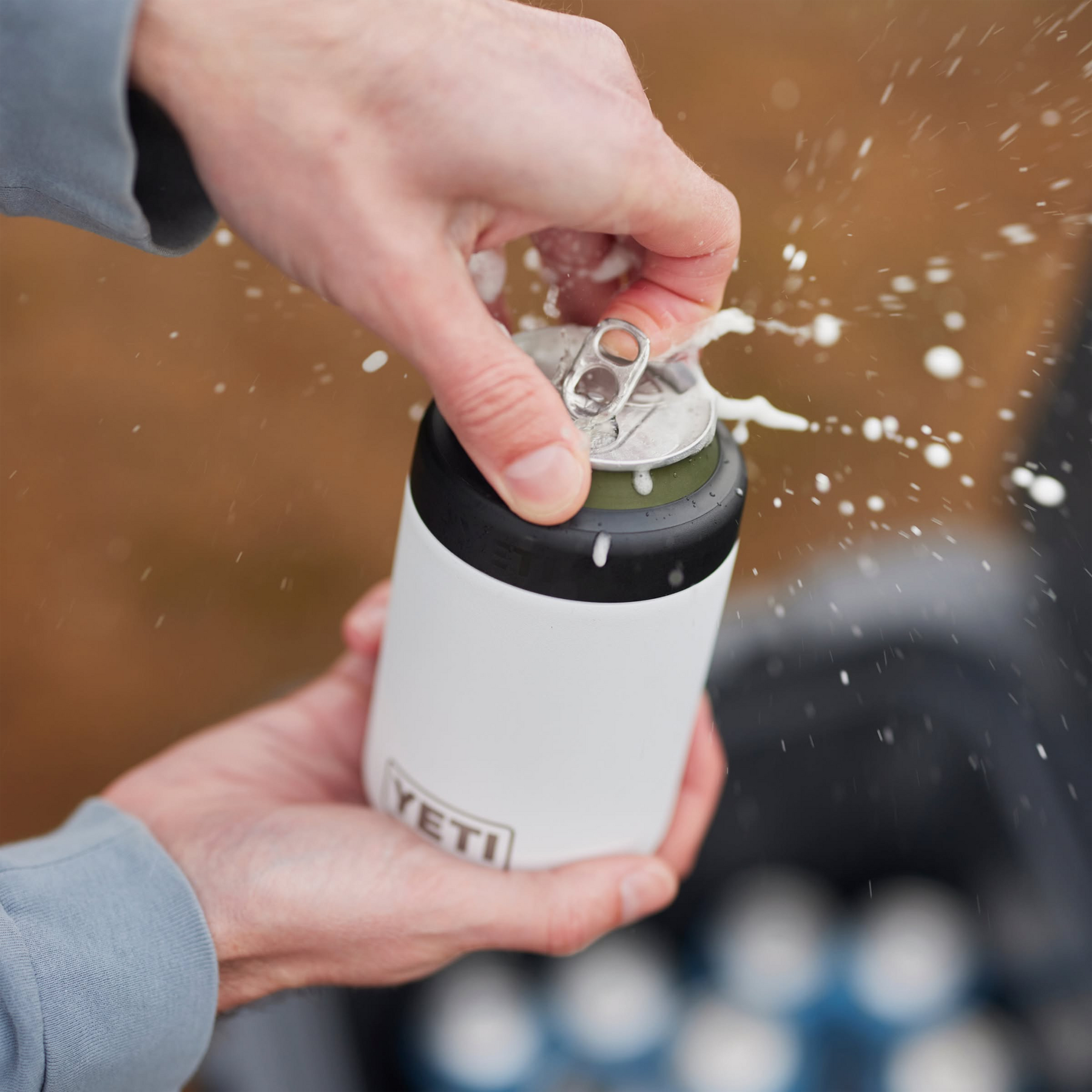 Yeti Rambler Colster 2.0 Lifestyle can being opened