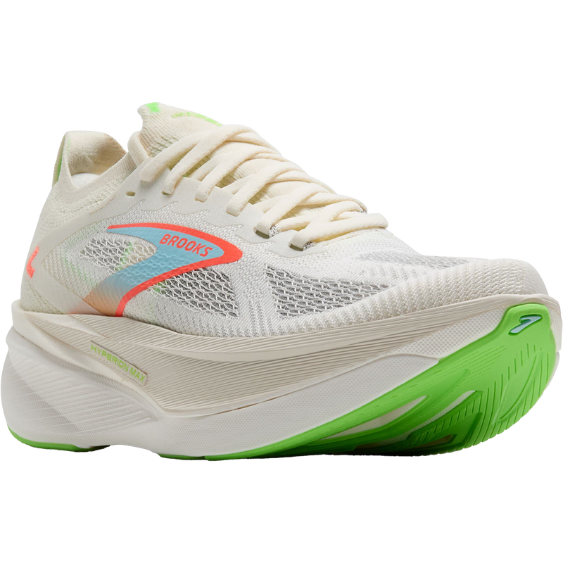 Men's Hyperion Max 3, Brooks Men's Hyperion Max 3 in 182-Coconut/Green Gecko/Pink front right