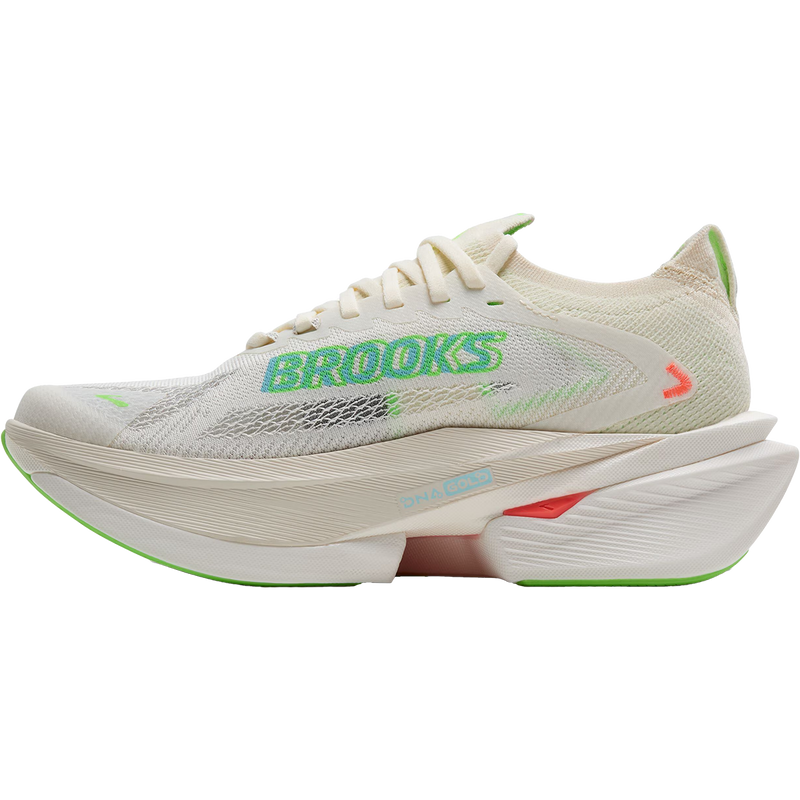 Men's Hyperion Max 3, Brooks Men's Hyperion Max 3 in 182-Coconut/Green Gecko/Pink right inside profile