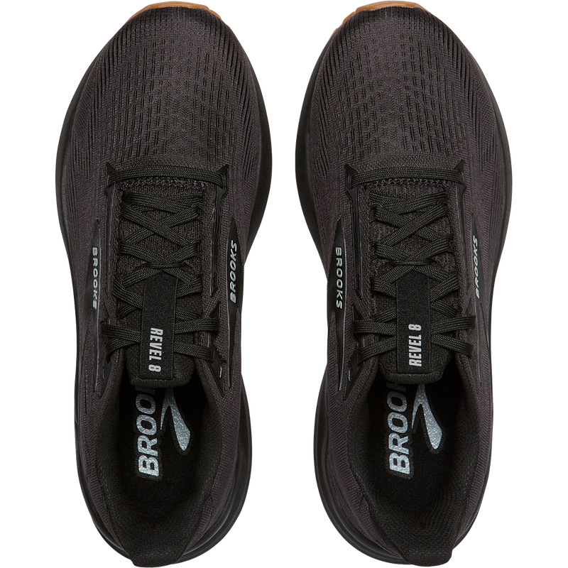 Men's Revel 8, Brooks Men's Revel 8 in 072-Black/Black pair top
