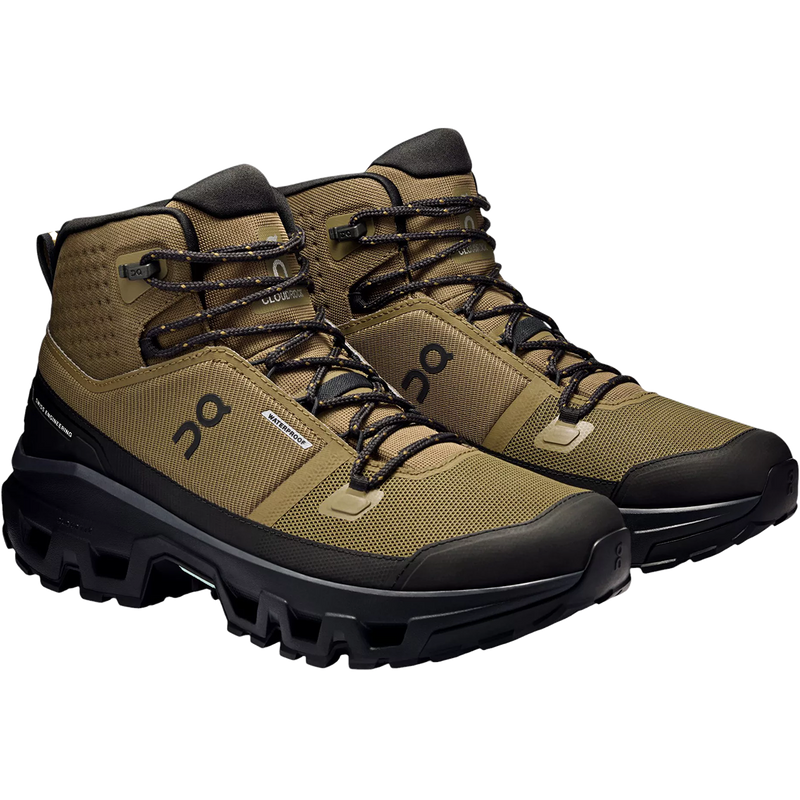 Men's Cloudrock Mid Waterproof, On Men's Cloudrock Mid WP in Hunter Black pair front right