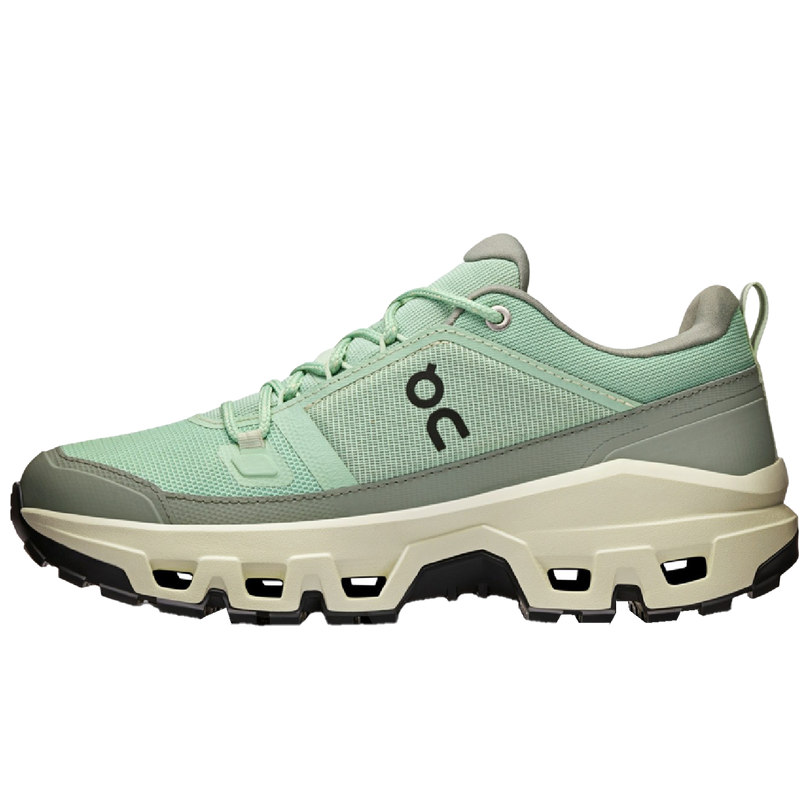 Women's Cloudrock Low Waterproof, On Women's Cloudrock Low WP in Mineral Aloe outside left profile
