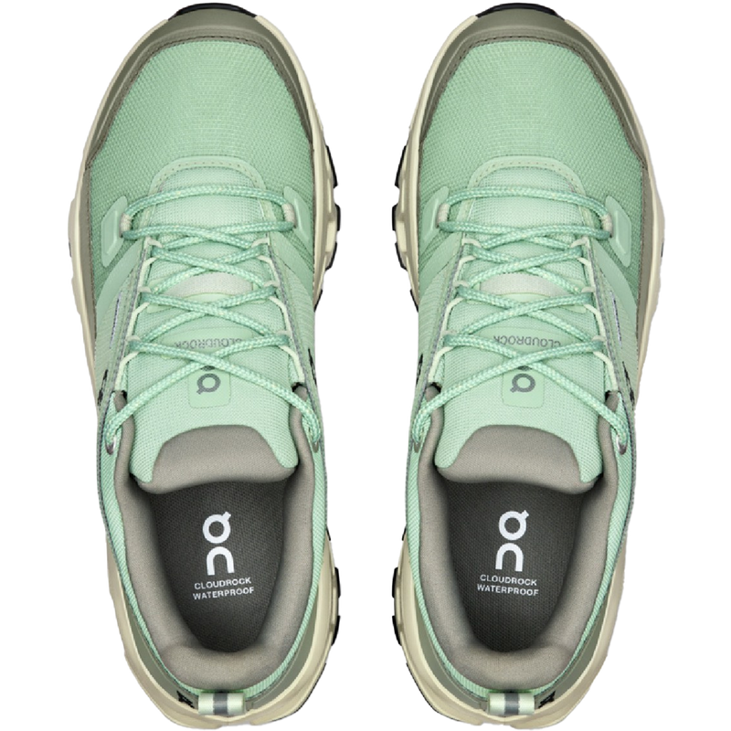 Women's Cloudrock Low Waterproof, On Women's Cloudrock Low WP in Mineral Aloe pair top