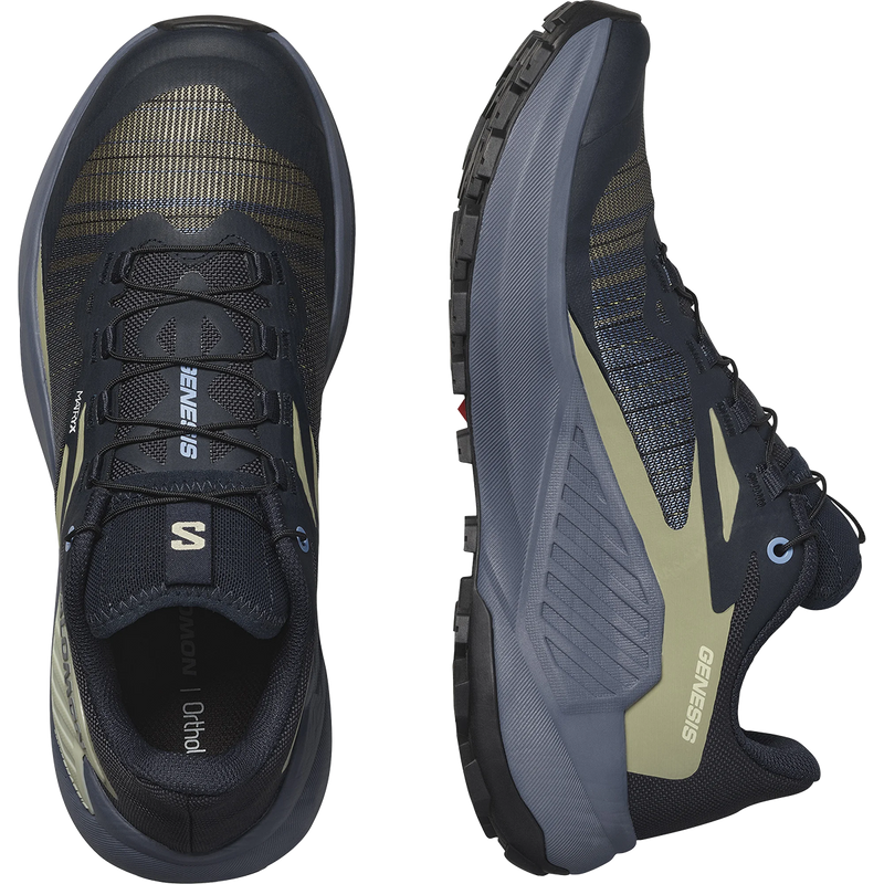 Women's Genesis, Salomon Women's Genesis Carbon/Grisaille/Aloe Wash pair top and side