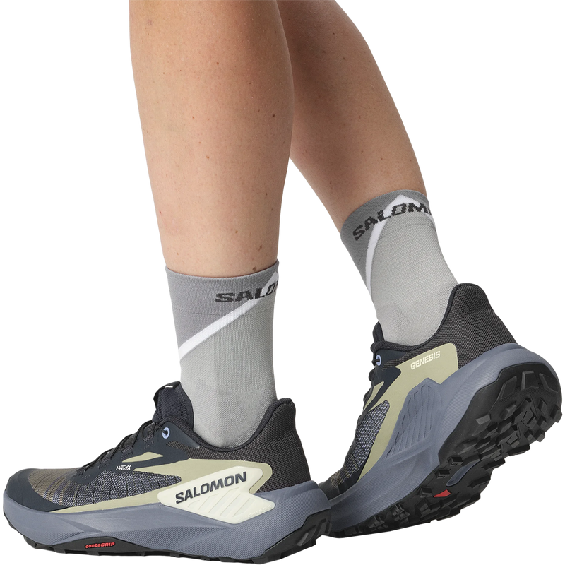Women's Genesis, Salomon Women's Genesis Carbon/Grisaille/Aloe Wash on model