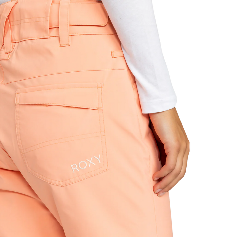 Women's Backyard Pant, Roxy Women's Backyard Pant in MGK0-Peach Pink back right pocket and logo