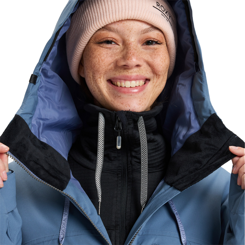 Women's Stated Jacket, Roxy Women's Stated Jacket in BQY0-Wild Wind front hood