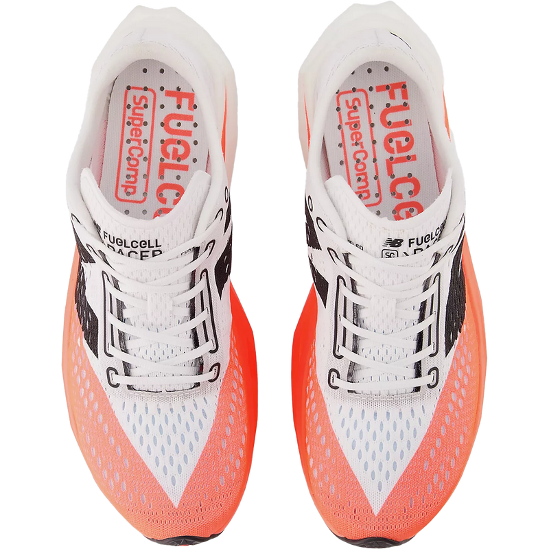 FuelCell Super Comp Pacer V2, New Balance FuelCell Super Comp Pacer V2 in CU-Urgent Red/White pair top