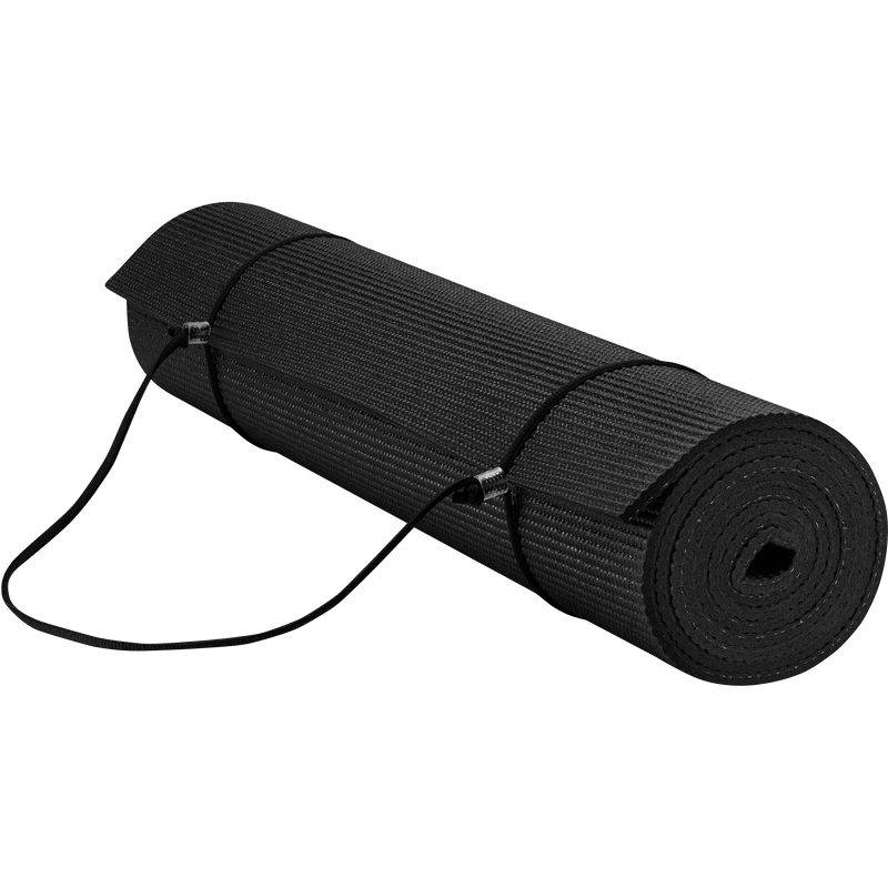 6MM Essentials Yoga Mat, Gaiam 6MM Essentials Yoga Mat in Black rolled