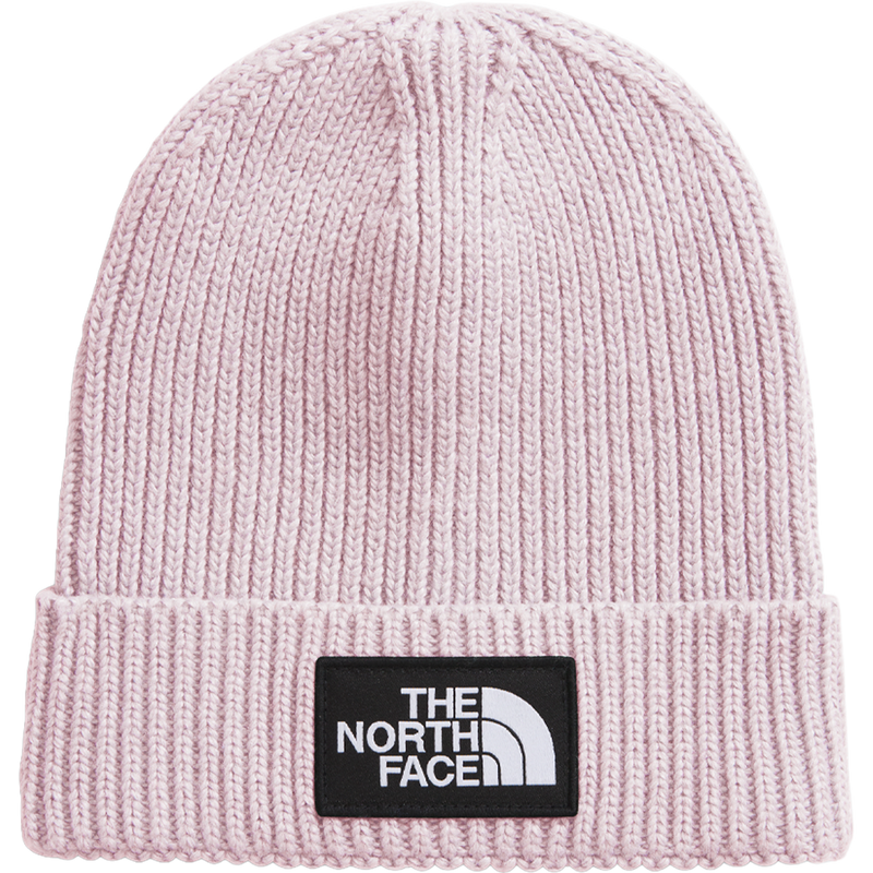 The North Face Youth TNF Logo Box Cuffed Beanie in Pale Blossom