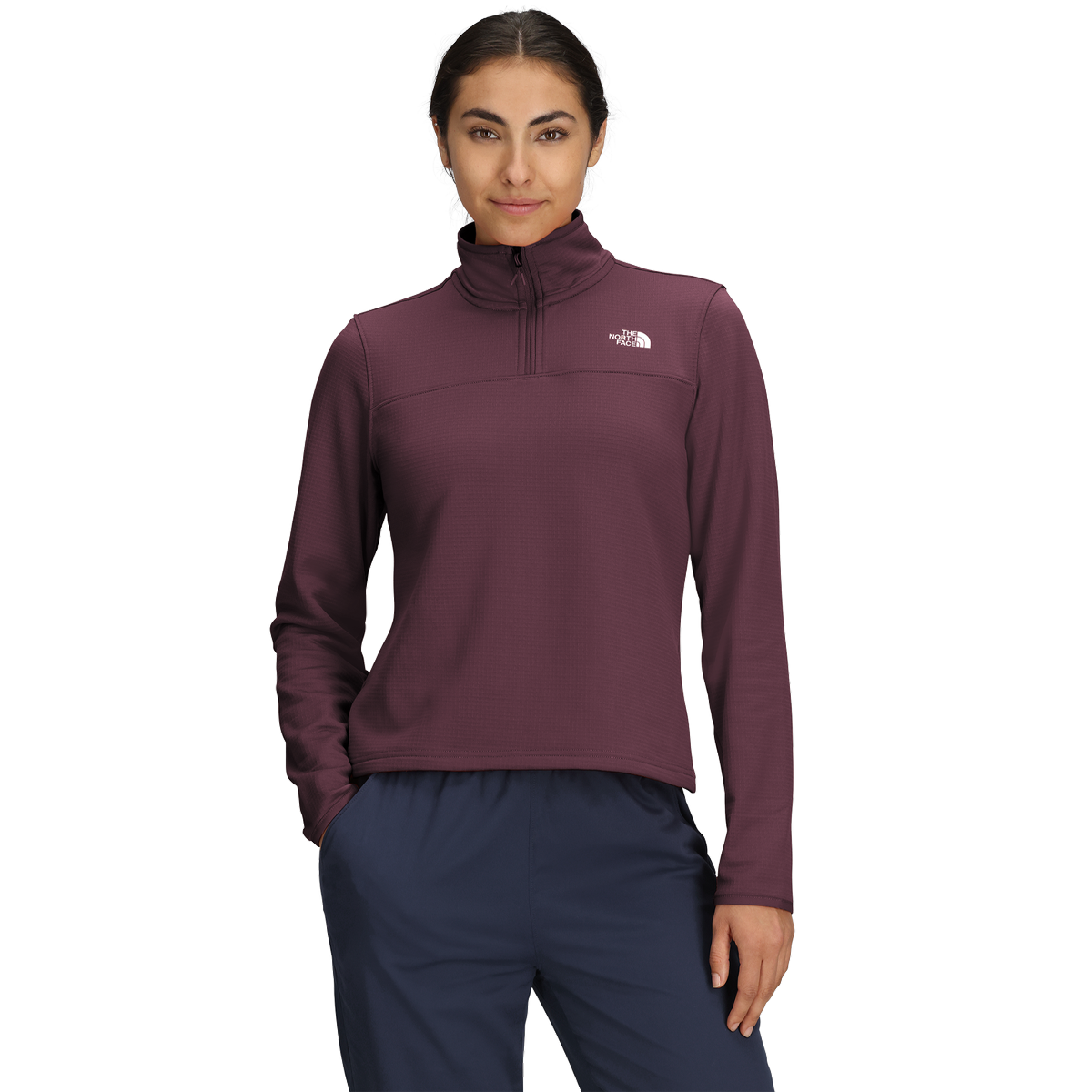The North Face Women's Cedar Trail Grid Fleece 1/4 Zip Jacket in Burgundy Crush