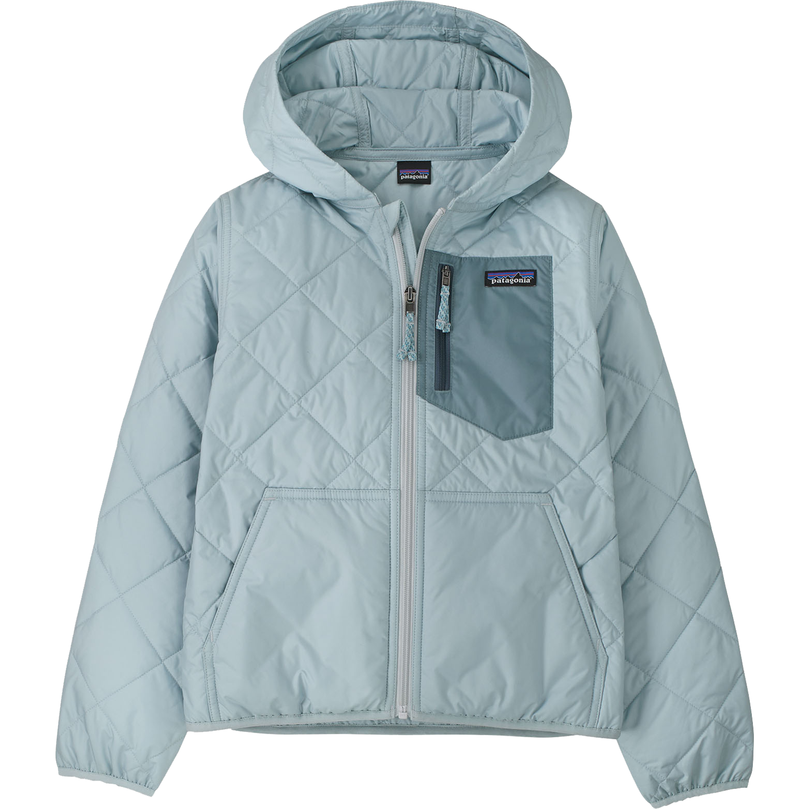 Youth Diamond Quilted Hoody in VRTB-Virtually Blue