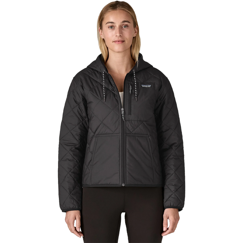 Women's Diamond Quilt Bomber Hoody, Patagonia Women's Diamond Quilt Bomber Hoody front on model