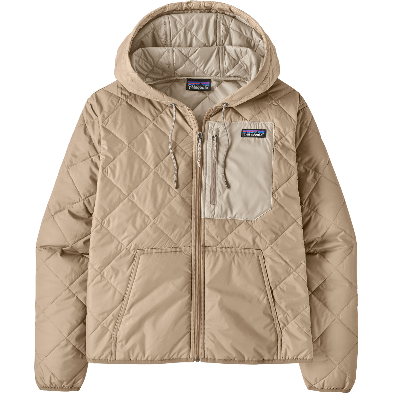 Patagonia Women's Diamond Quilt Bomber Hoody in ORTN-Oar Tan