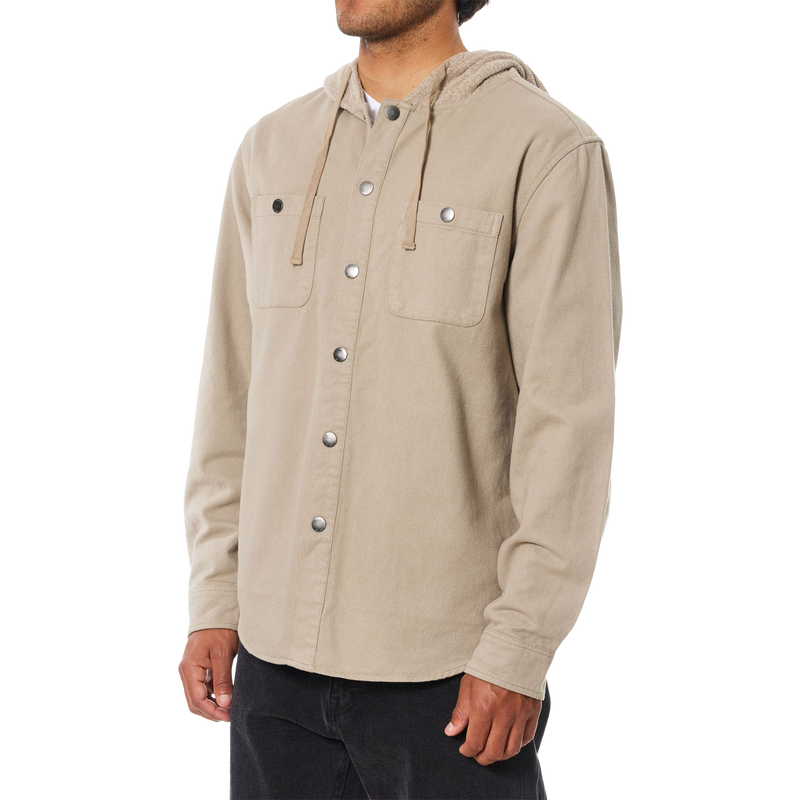 Men's Harold Hood Flannel, Katin Harold Hood Flannel in Vintage Khaki front left