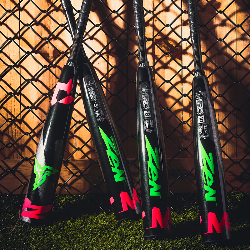 Zen -10 USSSA Limited Edition 2 3/4", DeMarini Zen -10 USSSA Limited Edition 2 3/4" in Black/Pink/Green on fence