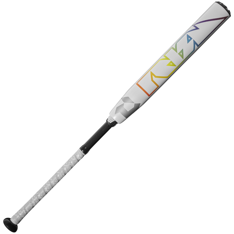 Prism+ Fastpitch -11, DeMarini Prism+ Fastpitch -11 in White/Rainbow model graphic