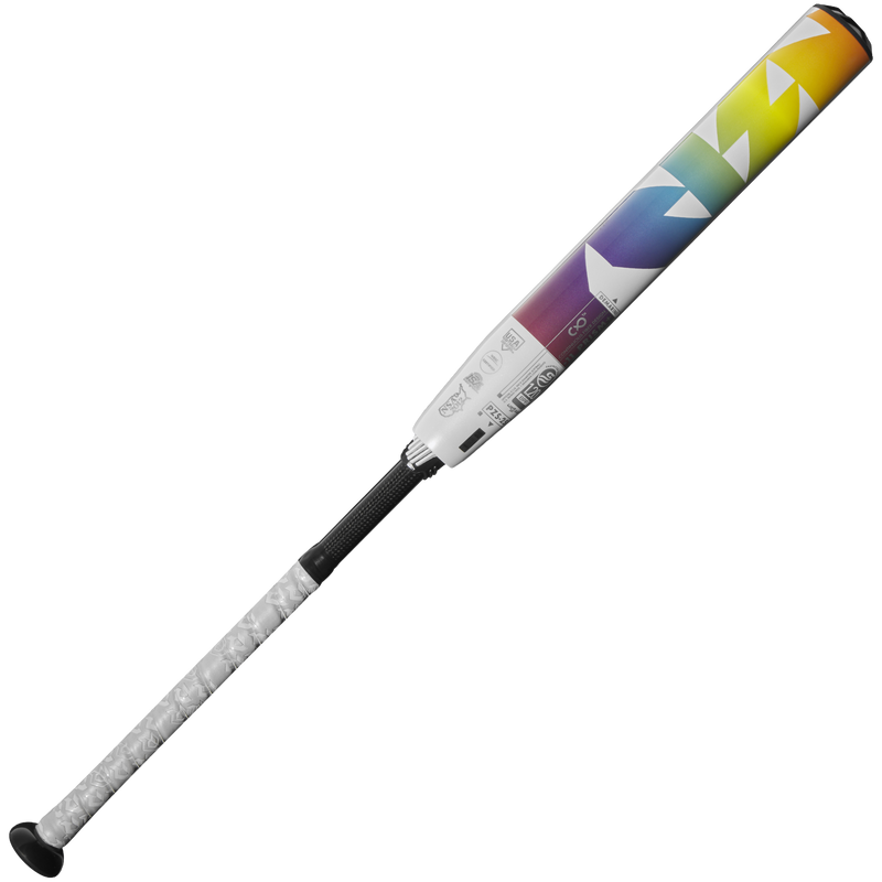 Prism+ Fastpitch -11, DeMarini Prism+ Fastpitch -11 in White/Rainbow logo