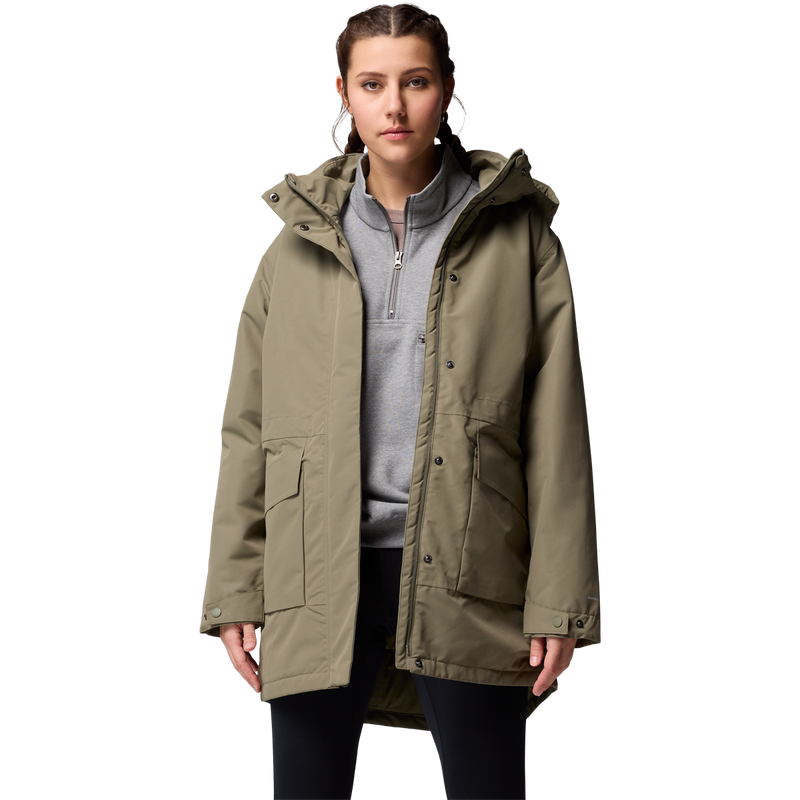 QS SAC À DOS INTÉGRÉ - Parka - khaki oliv/donkergroen QS SAC À DOS INTÉGRÉ - Parka - khaki oliv/donkergroen