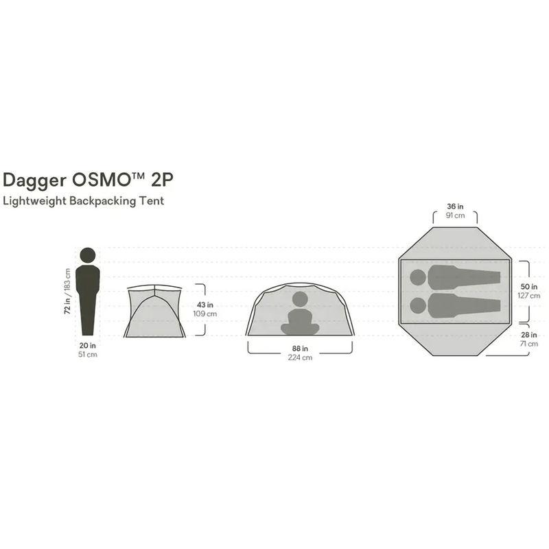 Dagger OSMO 2 Person, Nemo Dagger OSMO 2P Dimensions
