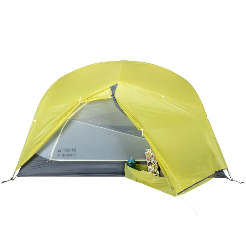 Dagger OSMO 3 Person, Nemo Dagger OSMO 3 Person in Birch Bud with rainfly front door unzipped