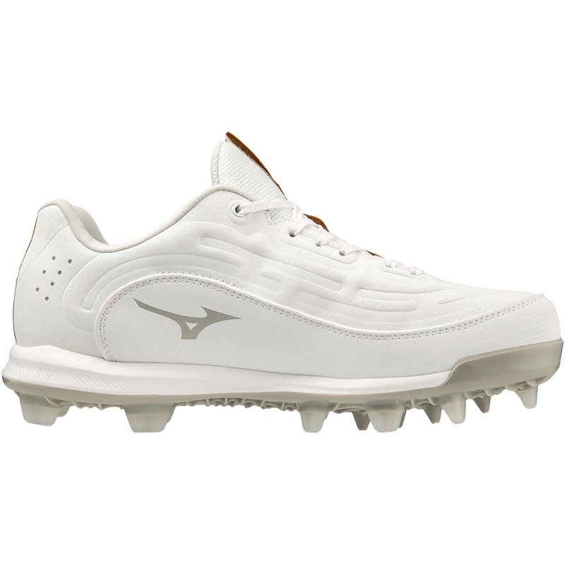 Women's 9-Spike Advanced Finch Elite 6 Low TPU, Mizuno Women's 9-Spike Advanced Finch Elite 6 Low TPU in 0000-White left inside profile