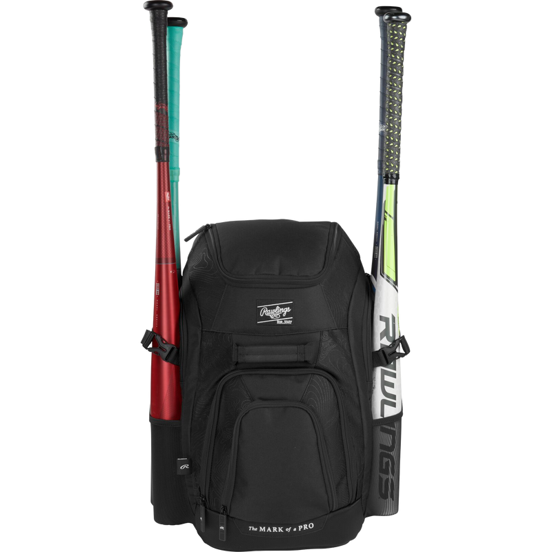 Franchise 2 Players Backpack, Rawlings Franchise 2 Players Backpack in Black with four bats
