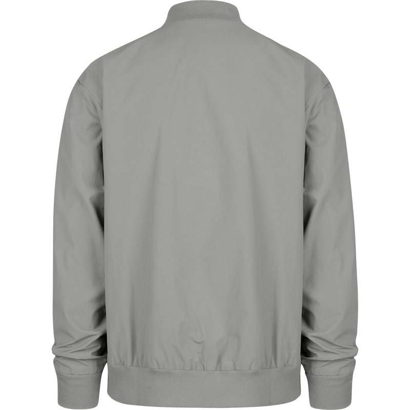 Men's Warriors Euro Step Twill Bomber, 47 Brand Men's Warriors Euro Step Twill Bomber in Wolf Grey back view