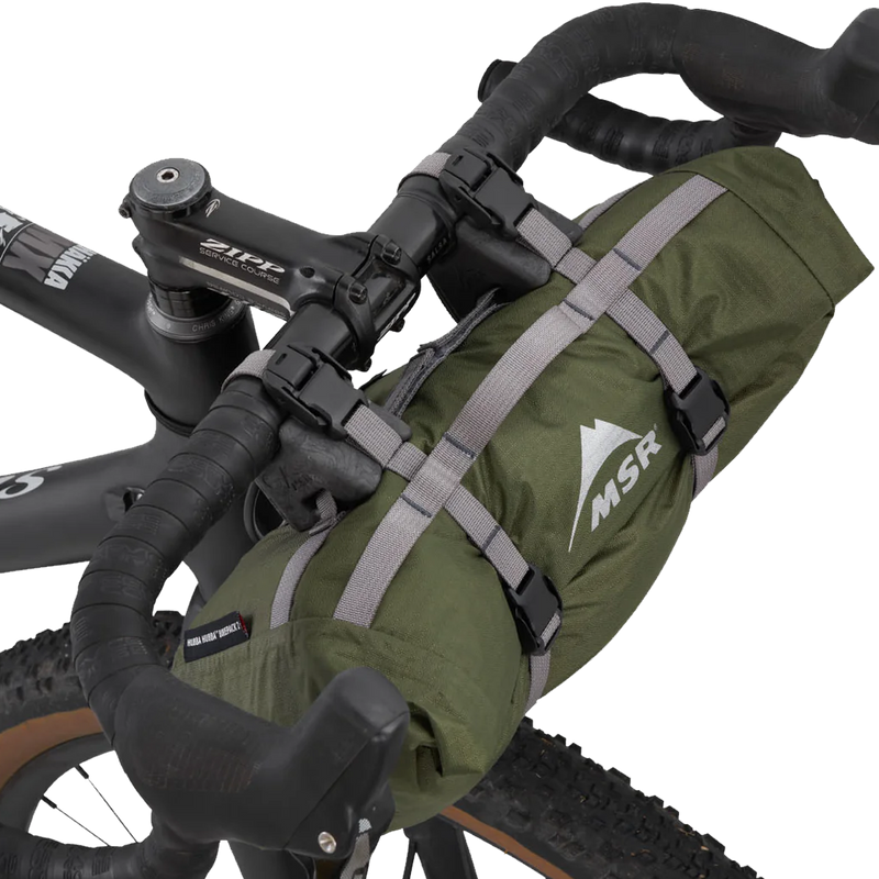 Hubba Hubba Bikepack 1 Person Tent, MSR Hubba Hubba Bikepack 1 Person Tent on handlebars