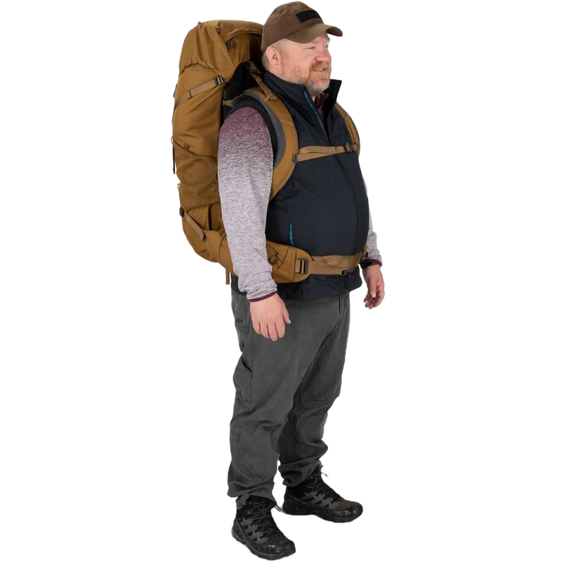 Rook 65L Extended Fit, Osprey Rook 65L Extended Fit in Dark Charcoal/Silver Lining on model