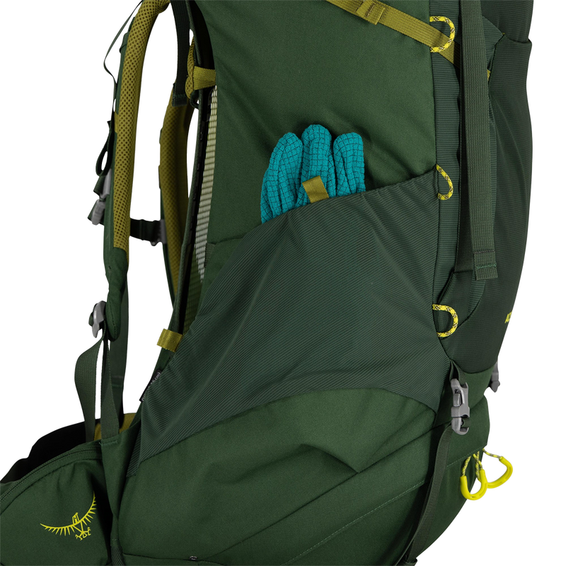 Youth Ace 50, Osprey Youth Ace 50 in Green Canopy/Matcha Green left side pocket