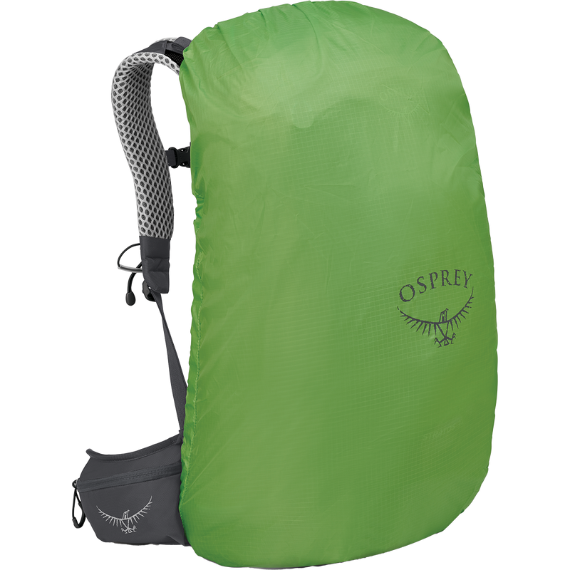 Stratos 34, Osprey Stratos 34 in Tunnel Vision Grey with rain cover