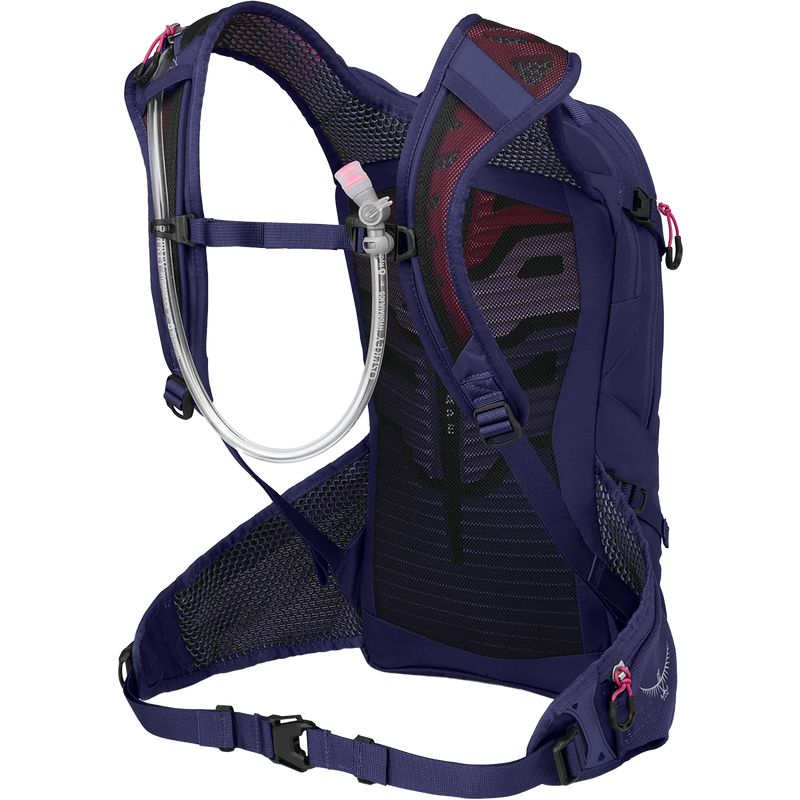 Women's Raven 10, Osprey Women's Raven 10 in Deep Fig harness and waist belt