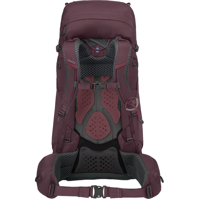 Women's Kyte 48, Osprey Kyte 48 in Elderberry Purple harness and waistbelt