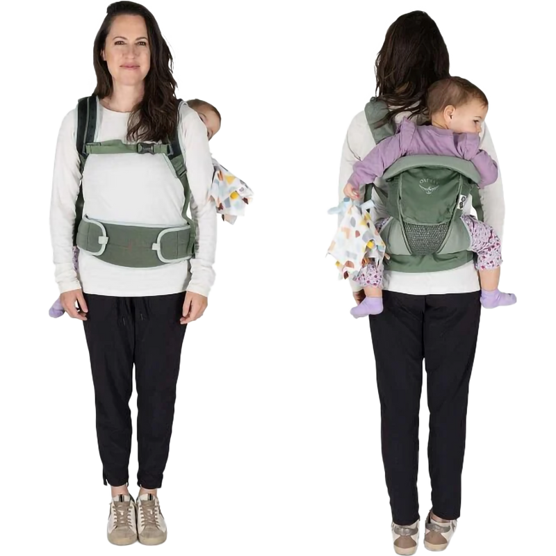 Poco Soft Child Carrier, Osprey Poco Soft Child Carrier in Koseret Green on model