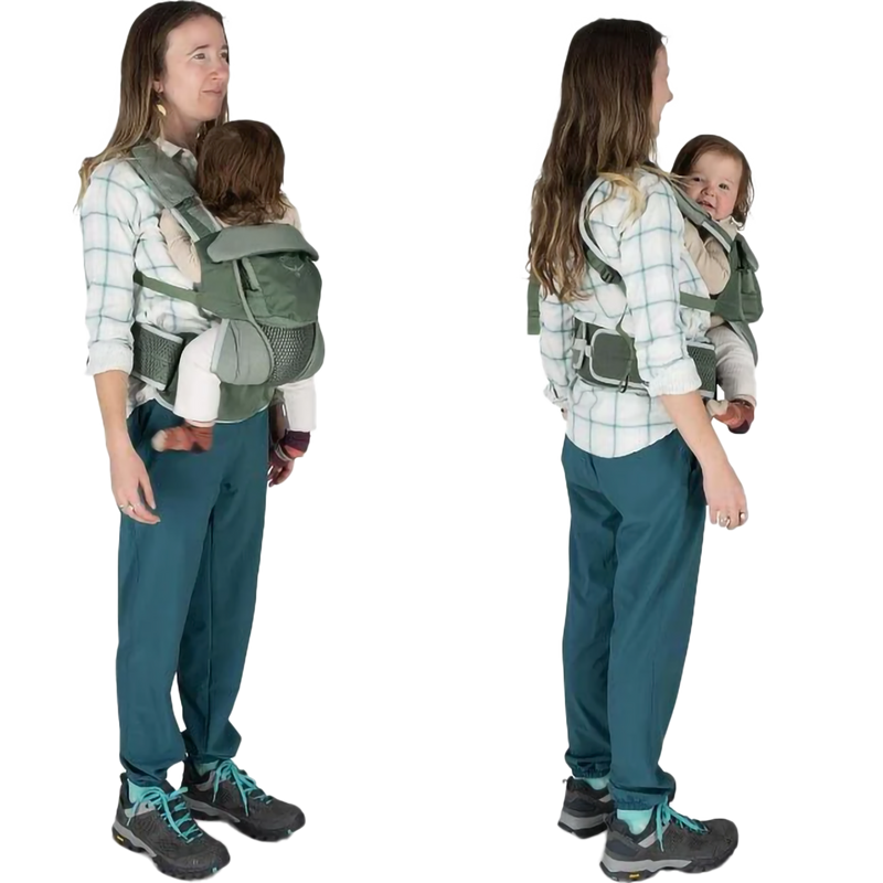 Poco Soft Child Carrier, Osprey Poco Soft Child Carrier in Koseret Green on model