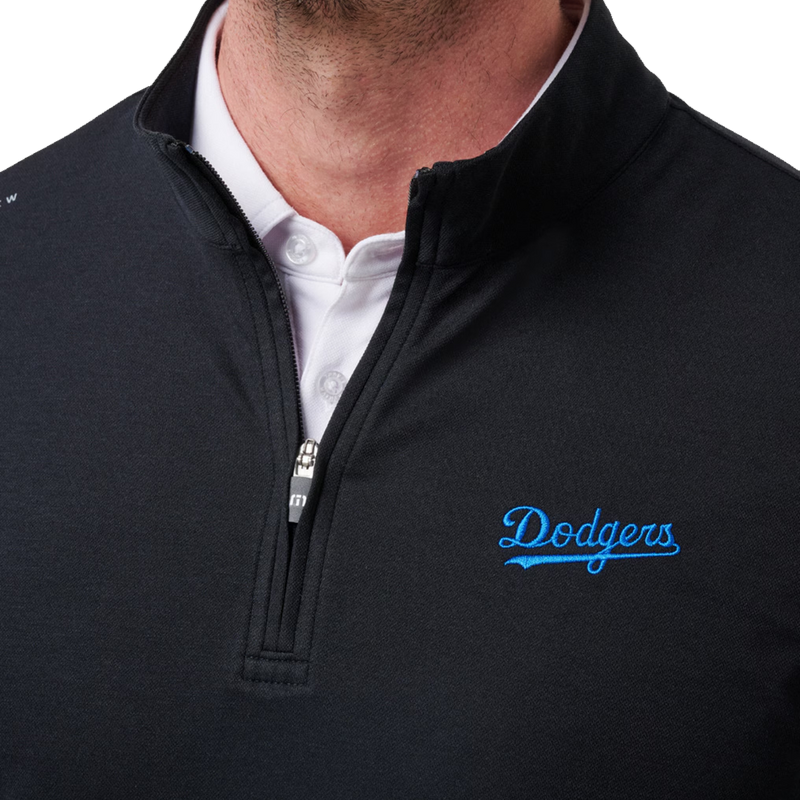 Men's Dodgers Time to Tailgate 1/4 Zip, TravisMathew Men's Dodgers Time to Tailgate 1/4 Zip chest detail