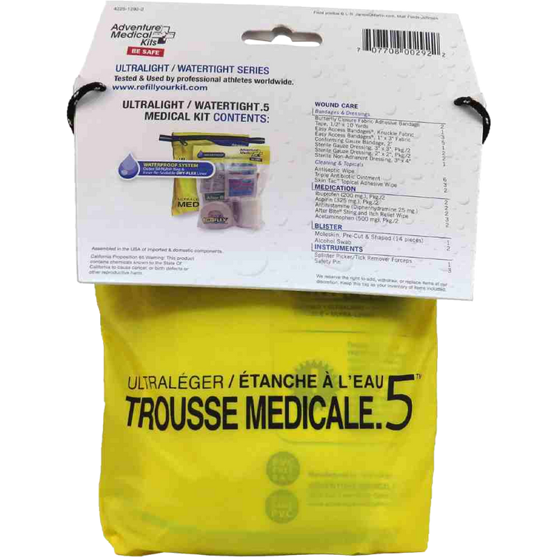 Ultralight/Watertight Medical Kit .5, Ultralight/Watertight Medical Kit .5 Back Label