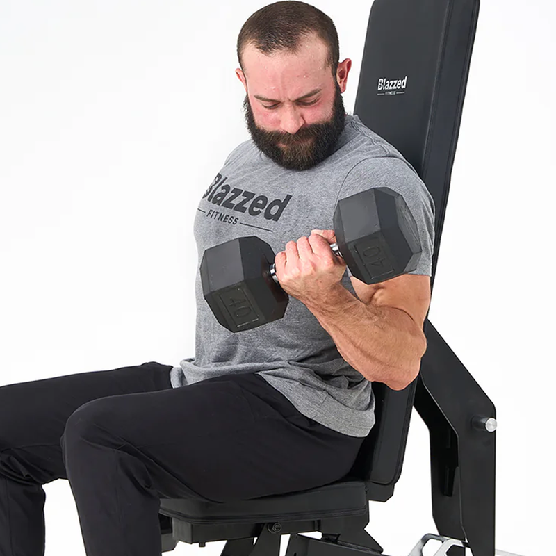 Rubber Hex Dumbbell 30 lb, Blazzed Fitness Rubber Hex Dumbbell in hand