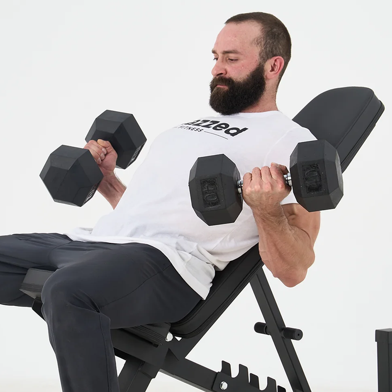 Rubber Hex Dumbbell 20 lb, Blazzed Fitness Rubber Hex Dumbbell in hand