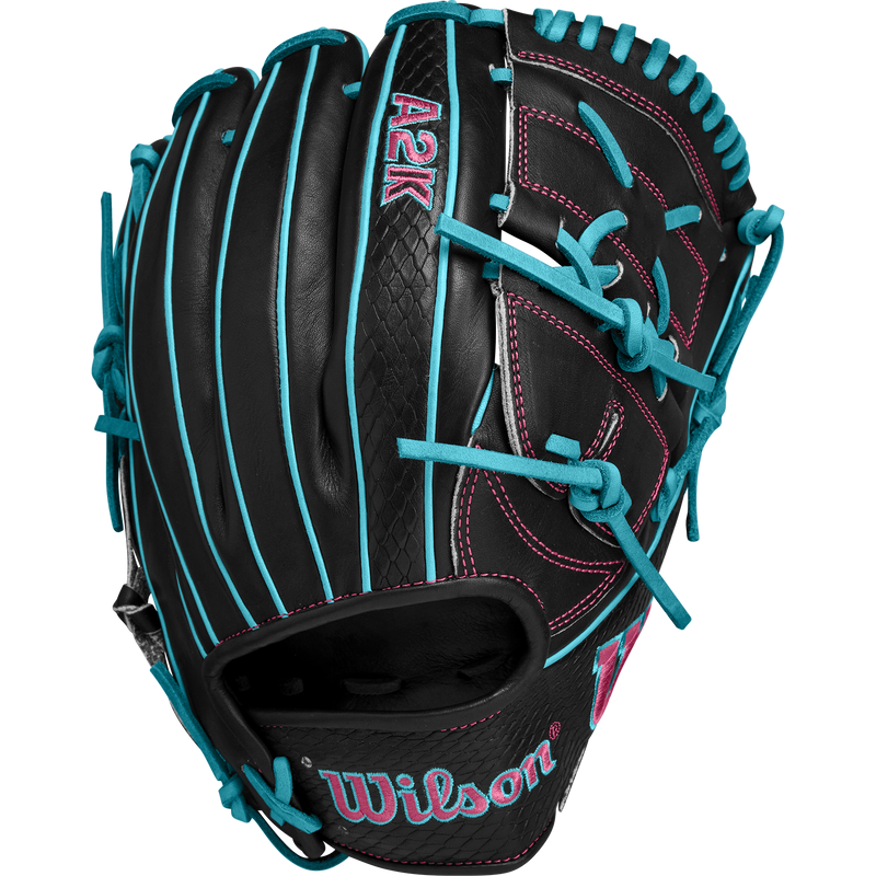 Wilson A2K B2 P - 12" 2-Piece in Black/Teal/Flamingo Pink Logos