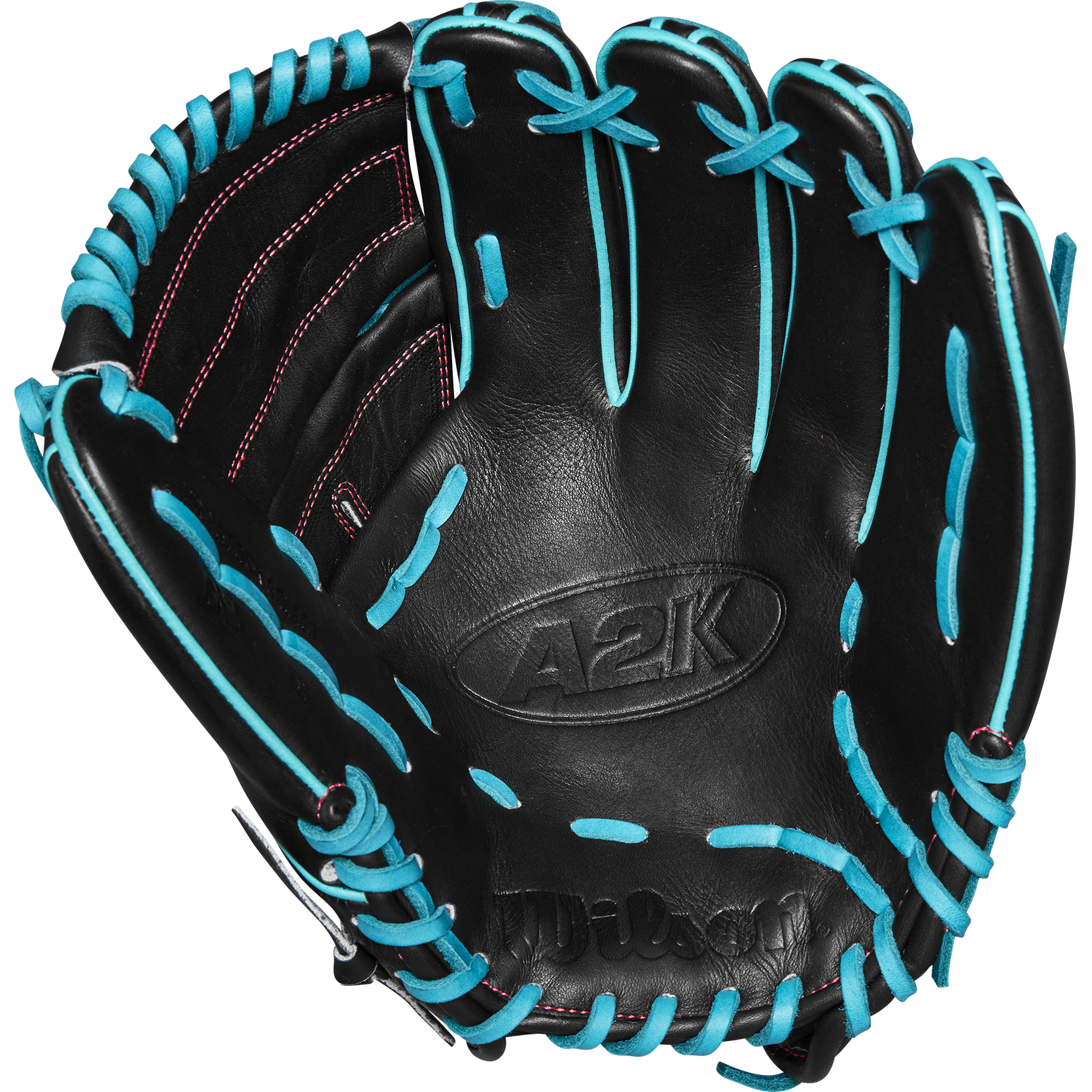 Wilson A2K B2 P - 12" 2-Piece in Black/Teal/Flamingo Pink Logos palm