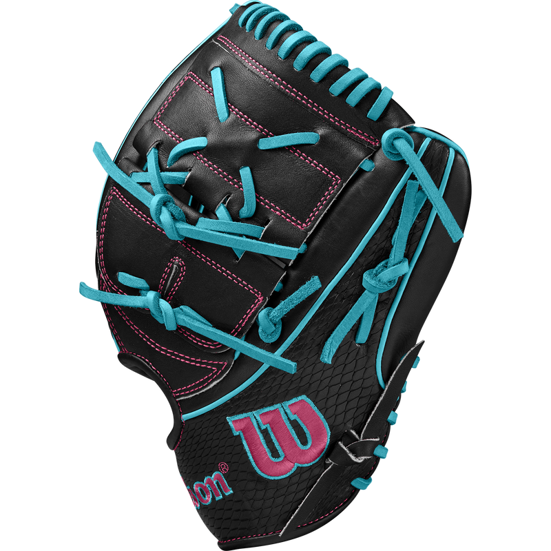 Wilson A2K B2 P - 12" 2-Piece in Black/Teal/Flamingo Pink Logos thumb