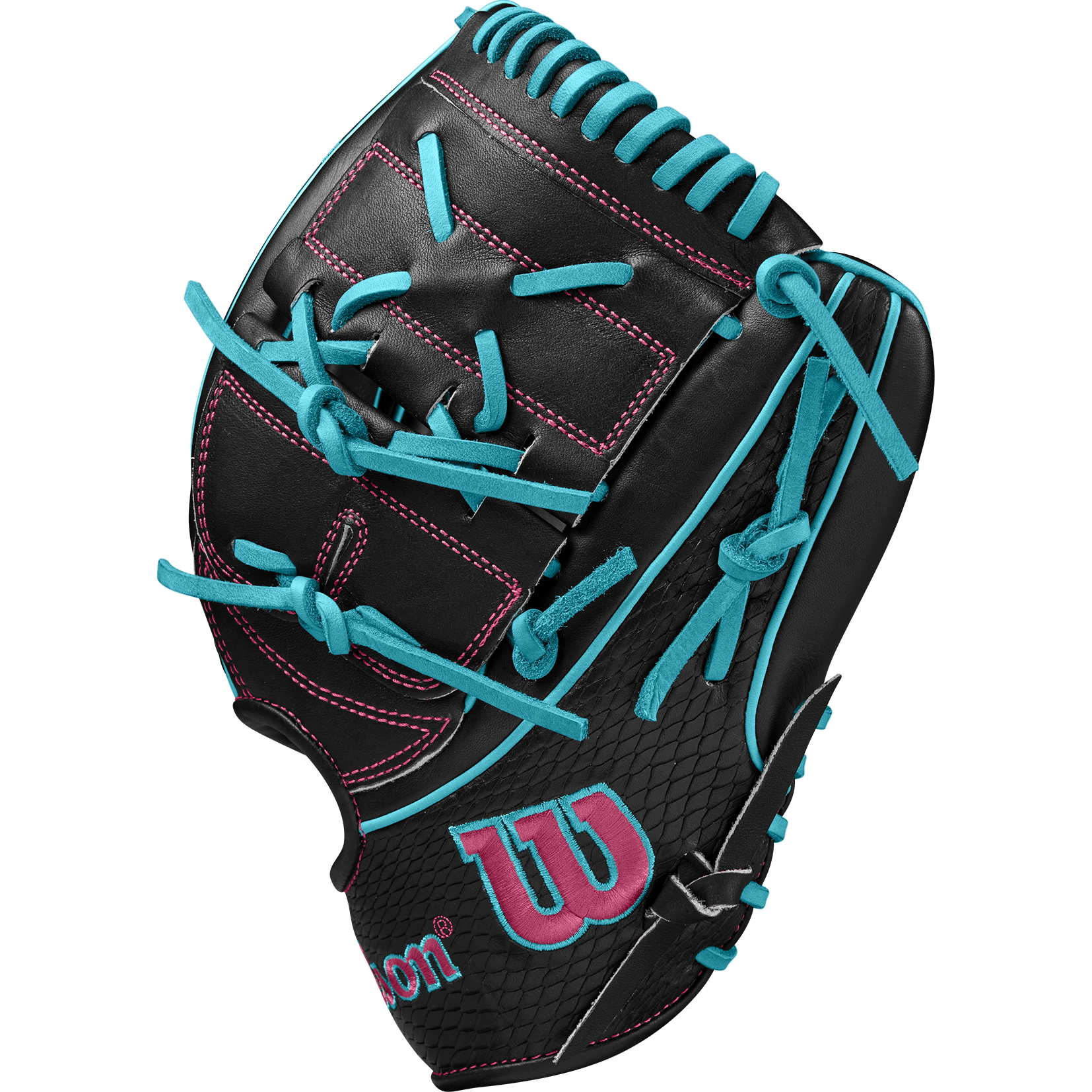 Wilson A2K B2 P - 12" 2-Piece in Black/Teal/Flamingo Pink Logos thumb