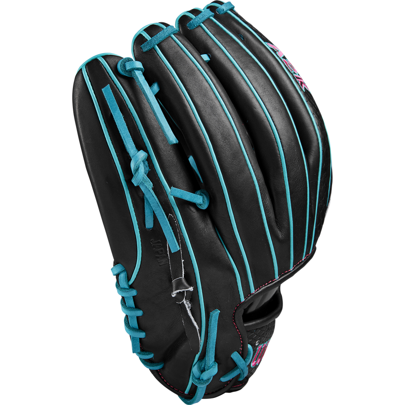 Wilson A2K B2 P - 12" 2-Piece in Black/Teal/Flamingo Pink Logos small finger
