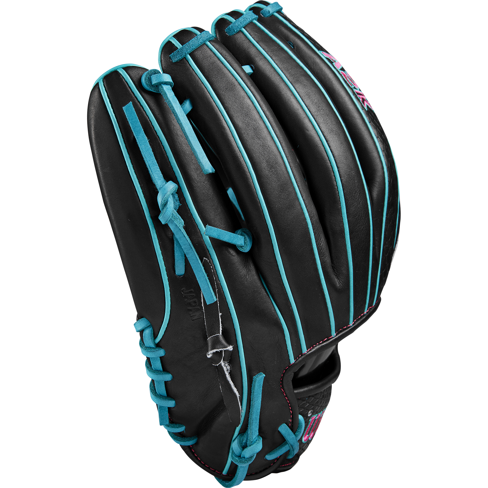 Wilson A2K B2 P - 12" 2-Piece in Black/Teal/Flamingo Pink Logos small finger