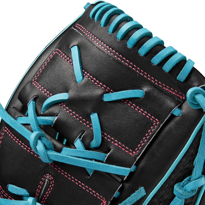 Wilson A2K B2 P - 12" 2-Piece in Black/Teal/Flamingo Pink Logos web