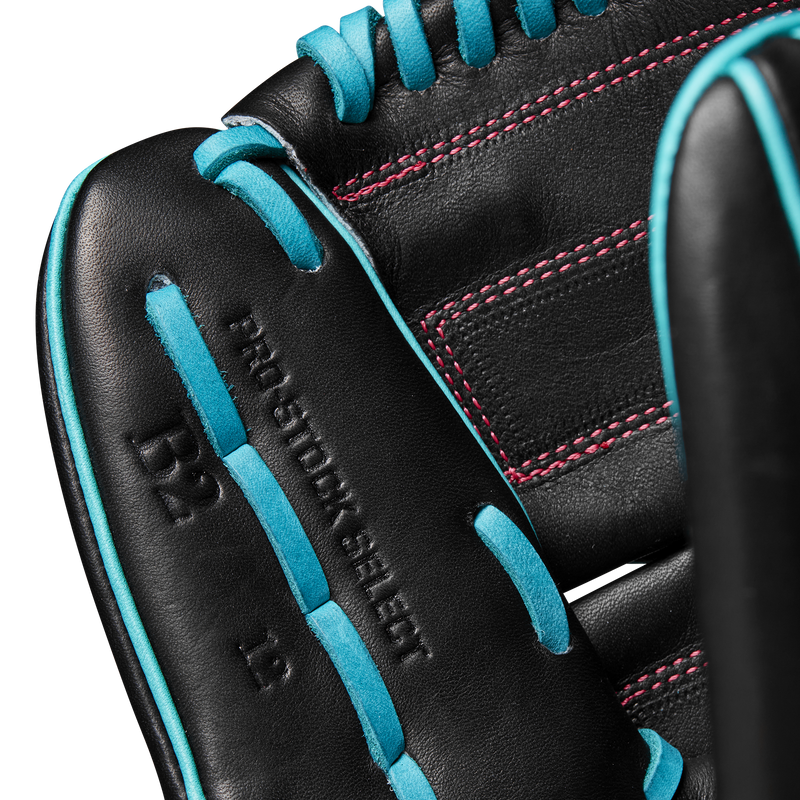 Wilson A2K B2 P - 12" 2-Piece in Black/Teal/Flamingo Pink Logos stitching
