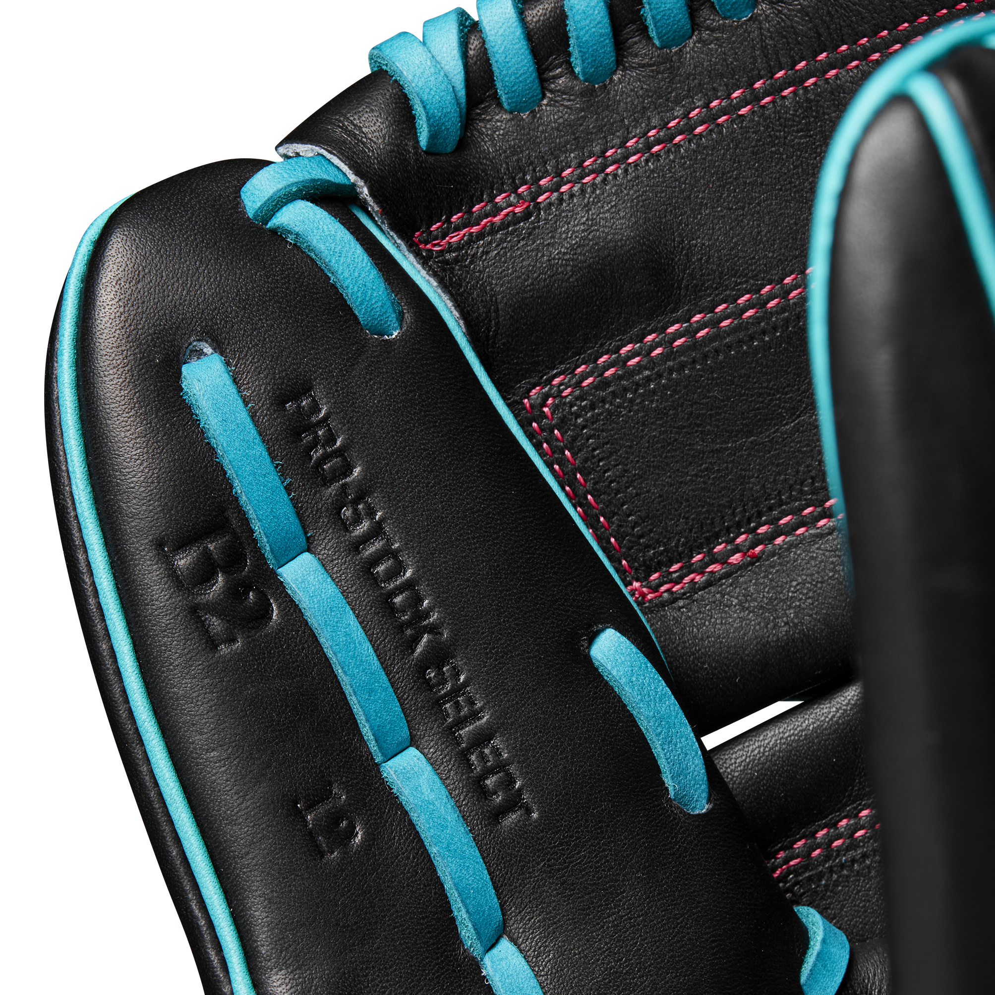 Wilson A2K B2 P - 12" 2-Piece in Black/Teal/Flamingo Pink Logos stitching